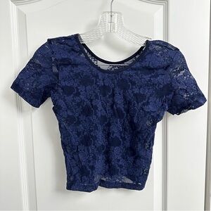 ⛄️ American Apparel Blue Floral Lace Top​​​​